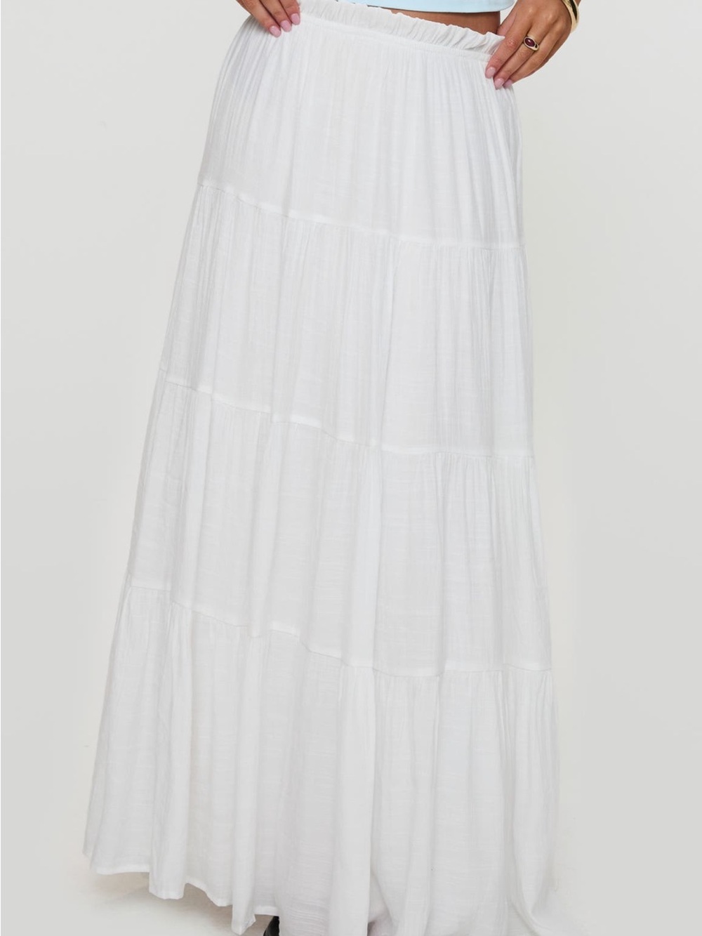 Princess Polly White Tiered Maxi Skirt
